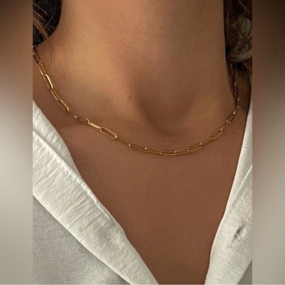 Jewelry - Gold Plated Stainless Steel Minimalist Gold Paperclip Chain Necklace